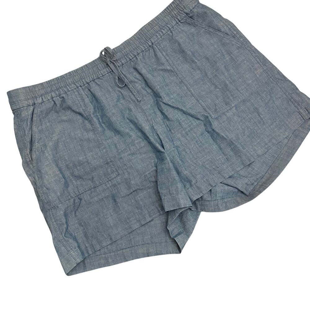 J Crew Medium Blue Chambray Drawstring Shorts, pockets, cotton, Size XL